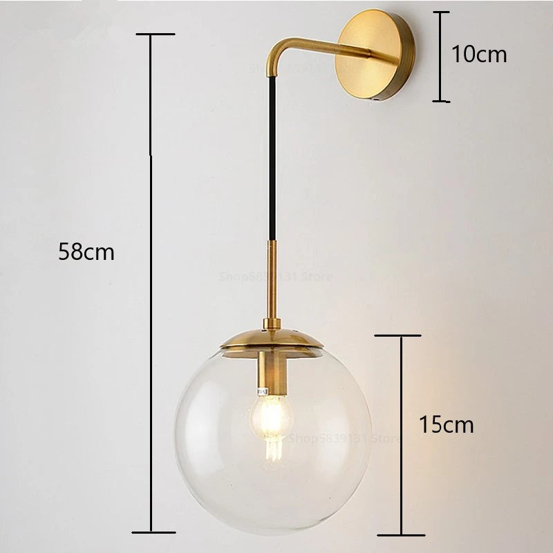 Nordic Modern Vintage Wall Lamps LED Glass Ball Mirror Beside Bedroom Light Living Room Decoration Wall Lights for Home Fixtures